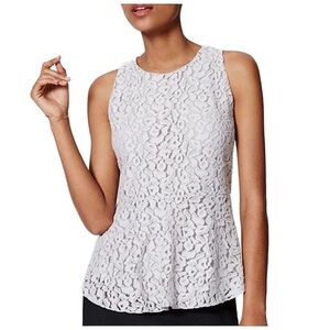 LOFT Lace Overlay Peplum Tank S